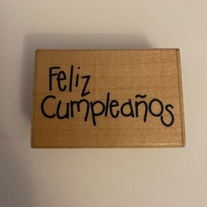 JRL Design Feliz Cumpleaños Wooden Rubber Stamp